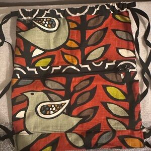 Colorful Birds Handmade Drawstring Backpack with many pockets